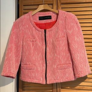 Zara Basiz Women's Pink Tweed Jacket Small